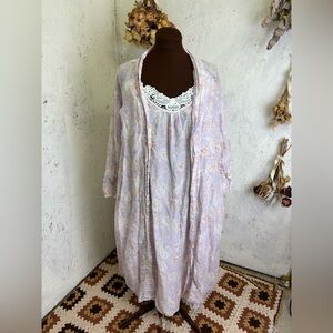 Papinelle Feminine Pajama Robe Nightgown Set Patterned Light Purple Large